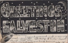 Greetings From Galveston Texas TX Waterfront Cityscape Postcard