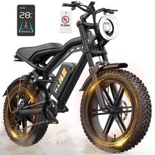 1500W Peak Electric Bike Mountain bike 20'' Fat tires Adults 48V 15.6Ah Bicycle