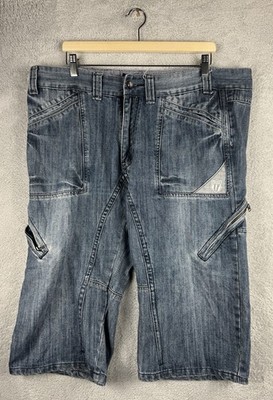 Herren Triple Five Soul 555 Denim Cargo Y2K Streetwear Jorts Größe W 42 L 29