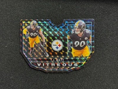 2021 Obsidian Electric #1/1 Etch Black Prizm T.J. Watt Die Cut Vitreous Case Hit