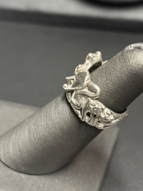 OTT SOLID CAST 925 STERLING SILVER CAT FAMILY RIN… - image 8