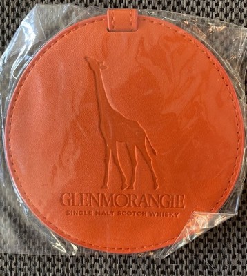 Luggage Tag Orange Giraffe Design Glenmorangie Scotch Whisky Round NEW Leather