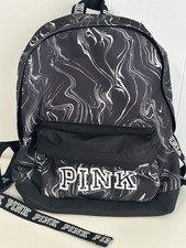 Mochila VS Rosa Bolsa Victoria’s Secret Negra Mármol Logo Mediana Usada en Excelente Condición 2018