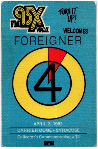 Foreigner Cloth Back Stage Pass April 3 1982 Syracuse New York - 第 3/6 張圖片