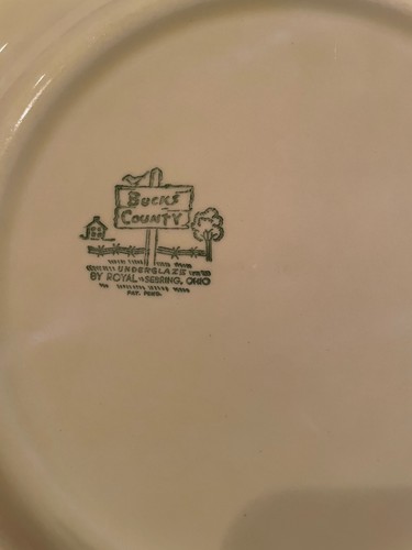 Bucks County Yellow 10" Dinner plate Amish Farm Scene Royal China Sebring Ohio - Picture 4 of 10