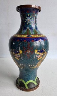VERY RARE OLD CHINESE CLOISONNE VASE 5 CLAWED IMPERIAL DRAGON FINE OLD VASE
