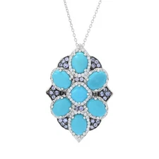 Gem Treasures Sleeping Beauty Turquoise & Tanzanite Shield Pendant