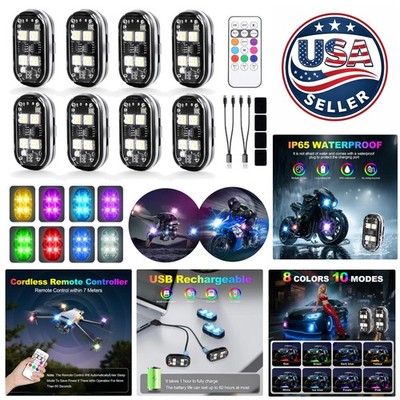 High Brightness 8PCS LED Strobe Lights   Colorful, Rechargeable, and Waterproof
