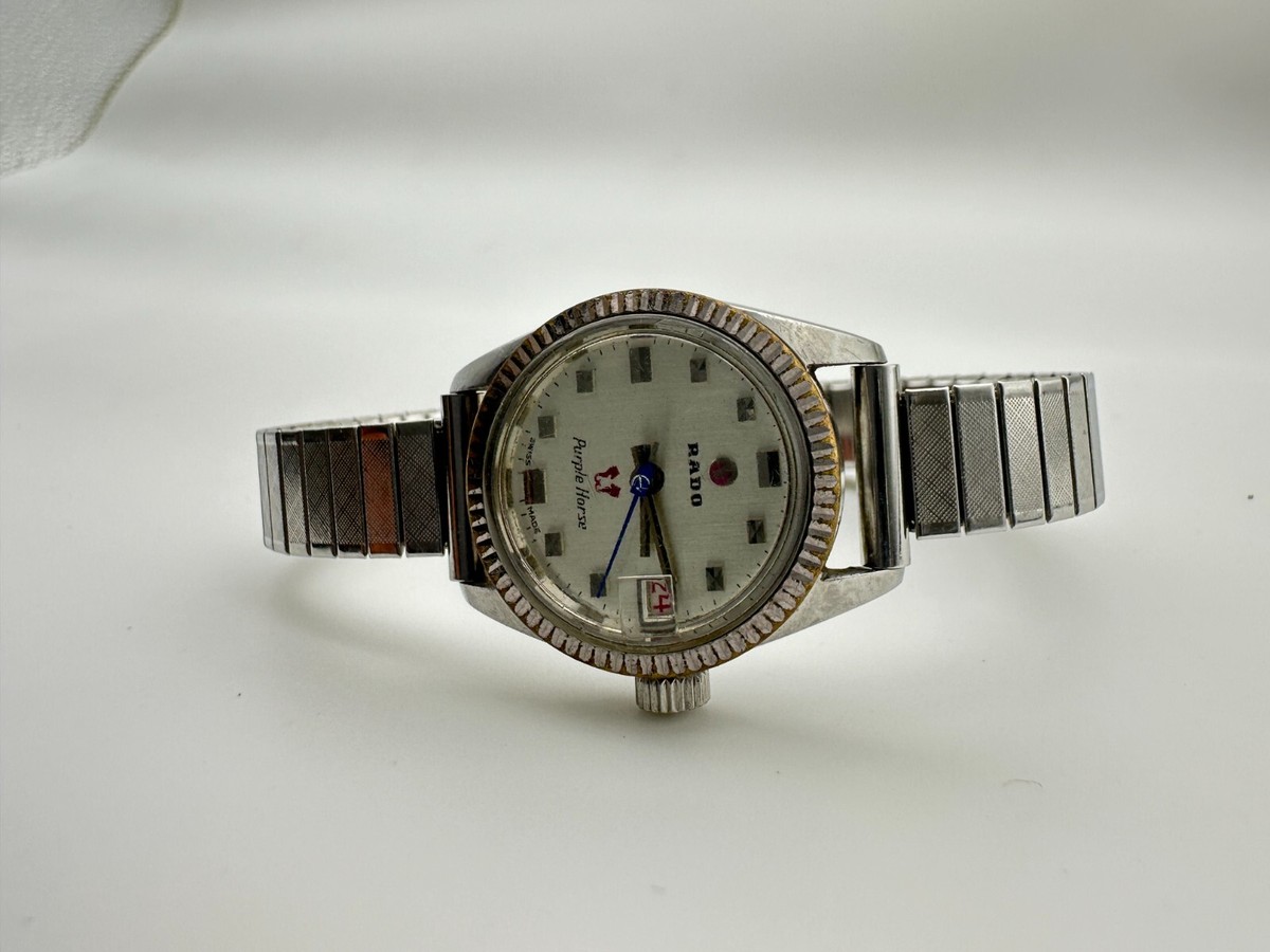 Rare Rado Purple Horse SlimWatch Automatic Lady Silver Dial Swiss