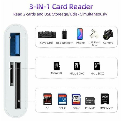 Adaptateur Lecteur de Carte USB Type C vers USB Caméra Micro SD Emplacement Mémoire OTG HUB - Photo 4/9