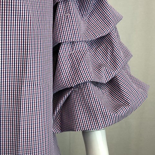 Anthropologie Sunday In Brooklyn Gingham Plaid V-Neck Ruffle Puff Sleeve Top S - Imagen 3 de 9