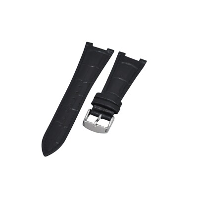 24x12.5mm Black Crocodile Grain Leather Watch Strap For Patek Philippe Nautilus