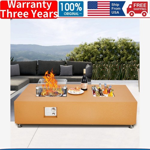 56" Propane Fire Pit Table with Wind Guard 50000BTU Glass Beads Rain Cover