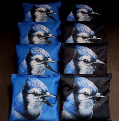 SPRING BLUE JAY BIRDS  GRAY & BLUE 8 ACA Regulation Cornhole Bean Bags B225 