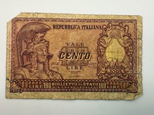 1951 Italy 100 Lire Ministry of Treasury P92 Banknote SPC456