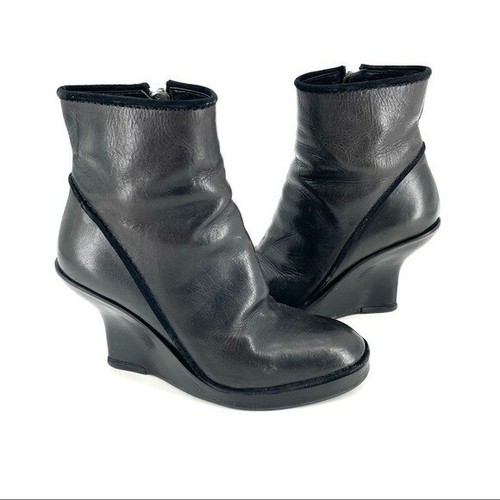 Haider Ackermann Black Leather Wedge 
