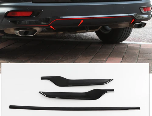 3PCS Black Rear Bumper Lip Cover Molding Trim For Honda CRV 2020-2022 - Foto 2 di 3