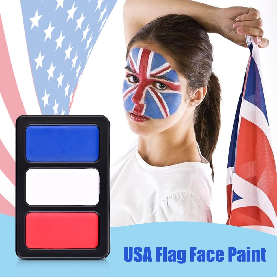 TOCADIS Red White Blue Face Paint Face Paint 3 Colors with 2 Brushes