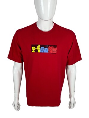 Supreme Mens Large Life Tee T Shirt Red Short Sleeve Printed Made