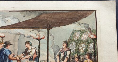Bartolomeo Pinelli 1809 stampa antica friggitore costumi roma colori originali - Foto 5 di 7