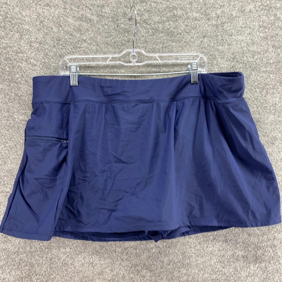 Unbranded Bikini Bottom Women 20W Plus Blue Short Pull On Mid Rise Swim Skort - Image 4 of 4