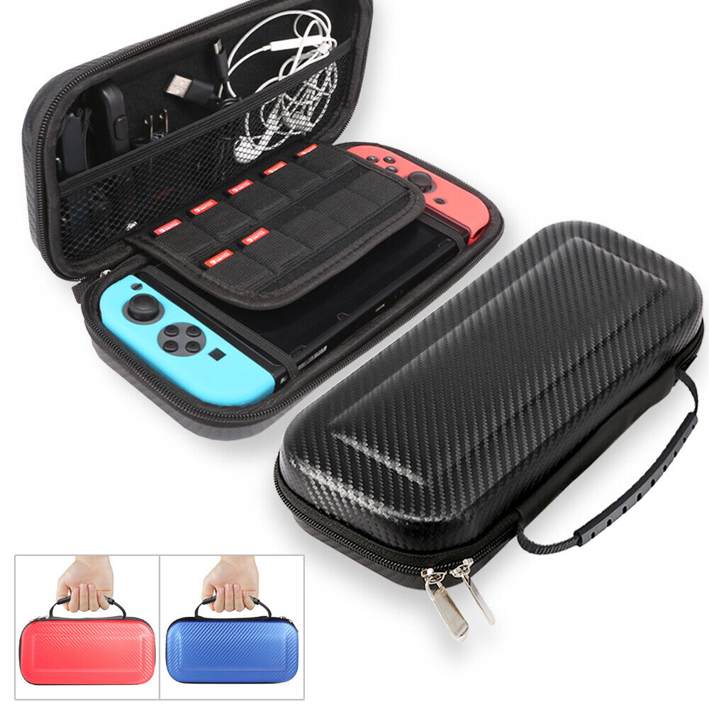 Nintendo Switch / Lite Carrying Case Carbon Fiber Hard Portable Pouch Travel Bag  | eBay