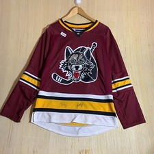 Vintage Chicago Wolves Jersey Small Red Long Sleeve Men's AHL Signed #13 #54
