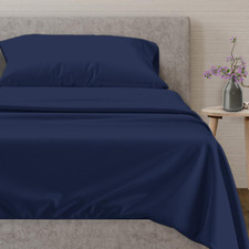 Navy Blue 100 Egyptian Cotton Twin Sheets - 600 TC, Deep Pocket, Soft  Cool