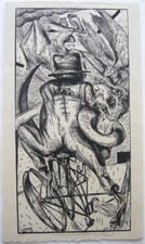Karl Georg Hirsch (1938). Dream Under Circumstances Original Woodblock Print 1996 Signed