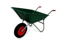 85L GREEN PLASTIC WHEELBARROW WITH GREEN PNEUMATIC WHEEL - EXCELLENT QUALITY
