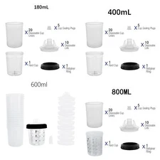 180/400/600/800Ml Disposable Spray Paint Gun Plastic Cup Liners & Lids System US