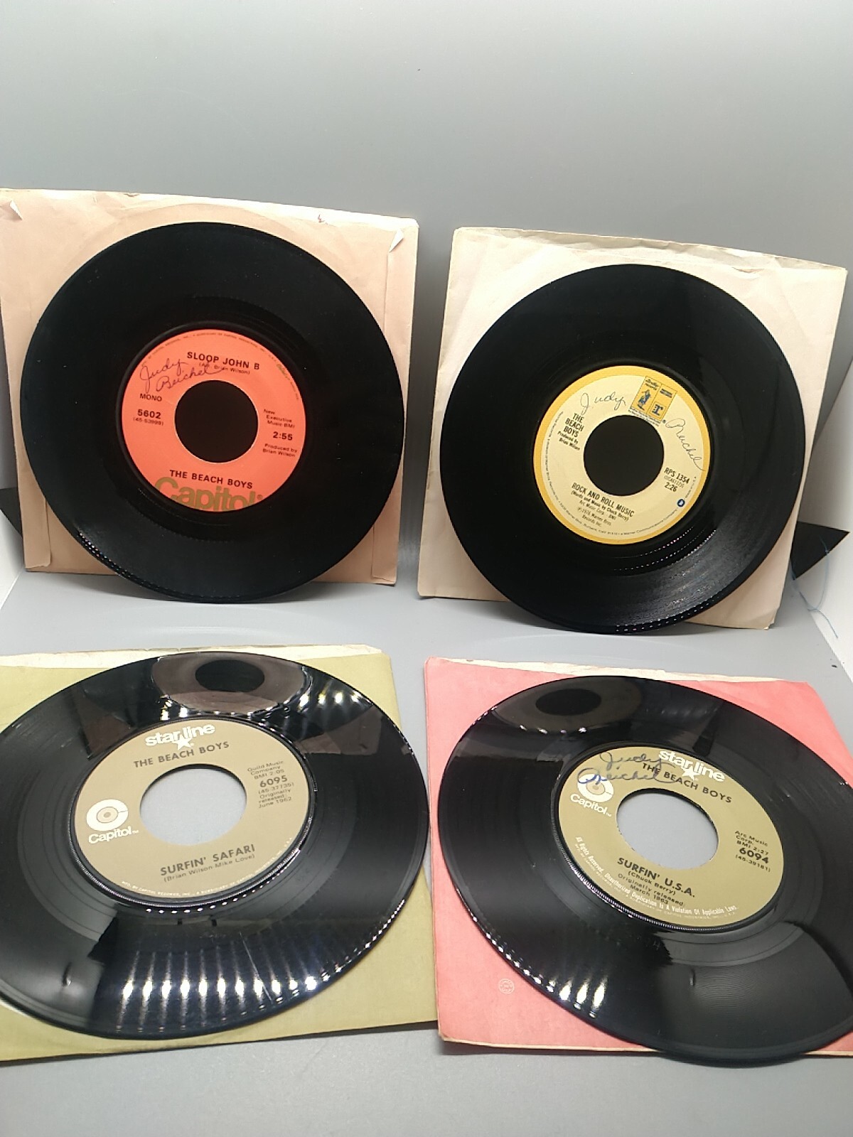 Vintage The Beach Boys 45 RPM Vinyl Records - Lot of 4-image