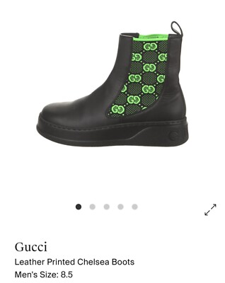 Gucci Black/Green Chelsea Ankle Boots Men's Size 8.5