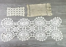 Vintage Lot of 3 Hand Crocheted Doilies Rectangular Various Sizes