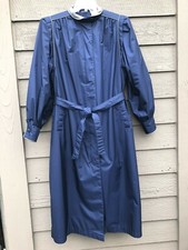 Gallery Navy Blue Trench Coat Detachable Liner Size 10 Medium Retro Vintage