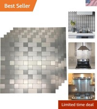 10-Pack Self-Adhesive Metal Backsplash Peel and Stick Tile for Kitchen, 12" x...