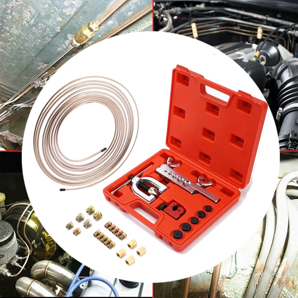 25ft Brake Line Kit 3/16 Copper Pipe Flaring Tool & Tube Cutter Pipe Repair Set