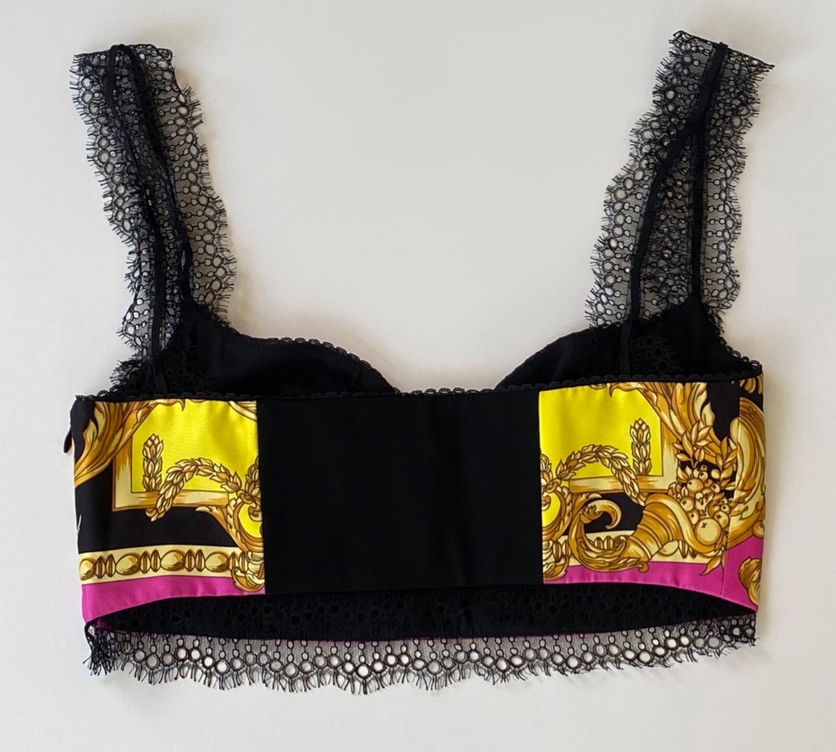 NEW Versace Fuchsia Barocco Femme Print Lace Bralette NEW Versace Fuchsia Barocco Femme Print Lace Bralette