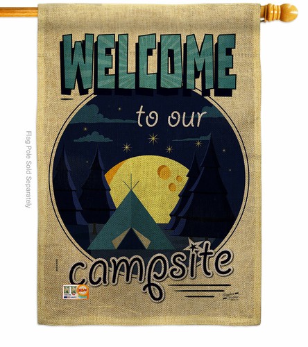 Welcome Campsite Burlap Garden Flag Outdoor Camping Decorative Gift Yard Banner - Picture 3 of 19