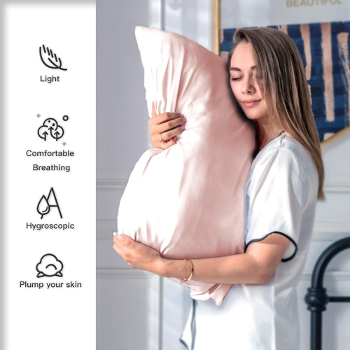 1pc Mulberry Silk Pillow Cases Standard Size Silk Soft Pillowcase with Zipper - Picture 3 of 13