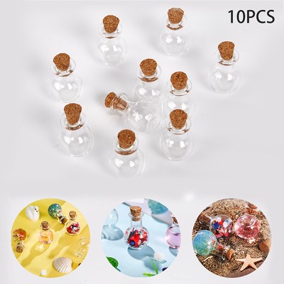 10Pcs Mini Glass Wishing Bottle With Cork Stoppers Clear Small Wishing Bottl`BI