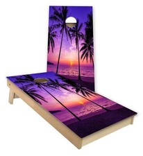 Palm Tree Sunset Cornhole Decal Wrap