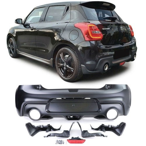 Rear Sport FULL Bumper for Suzuki Swift MK3 17+ Carbon look side corners/ flaps