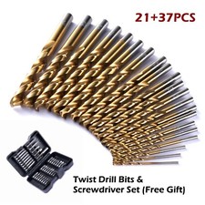 Juego de brocas giratorias de metal y destornillador 58 piezas 1/16"-3/8" M35 Jobber longitud