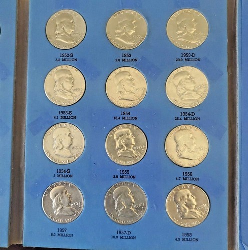 Complete Set of Ben Franklin Silver Half Dollars 35 Coins 1948-1963 PDS - Imagen 3 de 6