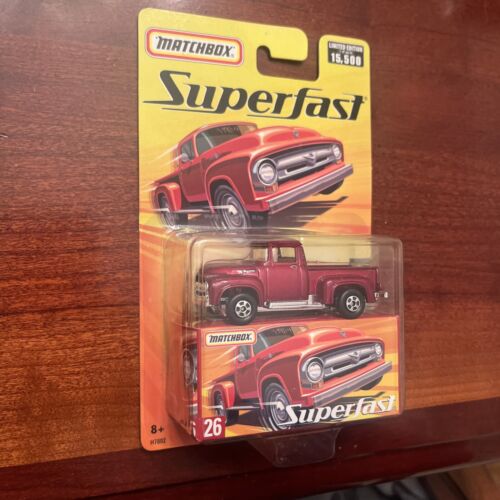 2006 Matchbox Superfast #26 1956 Ford F-100 Red & Purple NEW UNOPENED FREE SHIP - Picture 3 of 9