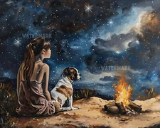 Girl and Boxer Dog - 8x10 Matte Print