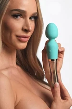 10X Turquoise Dual Ended Silicone and Glass Massage Wand Rechargeable Wireless P