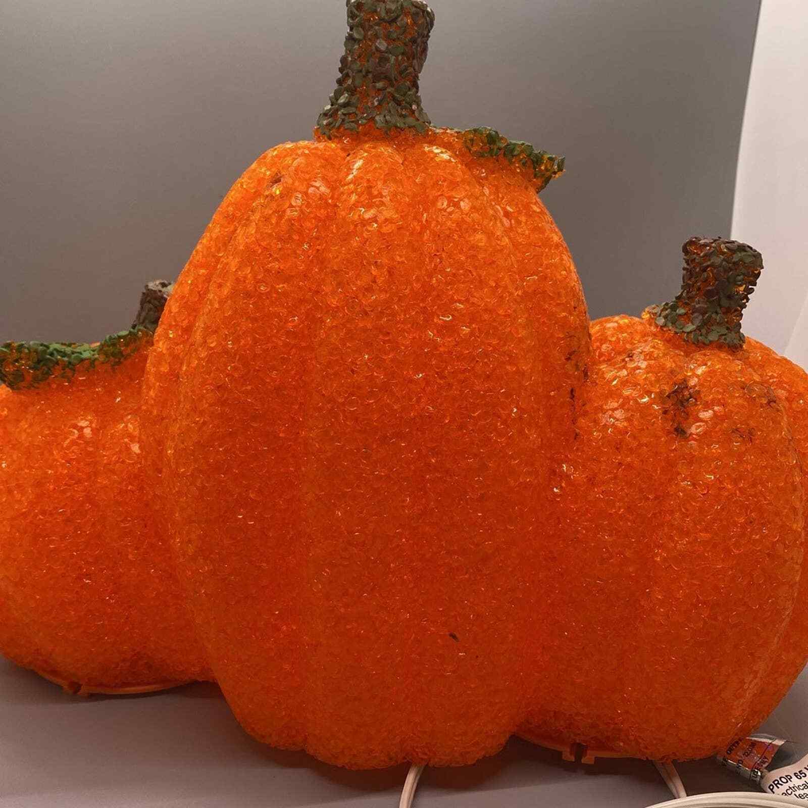 Vintage Halloween light up pumpkin Melted Plastic trio vintage holiday