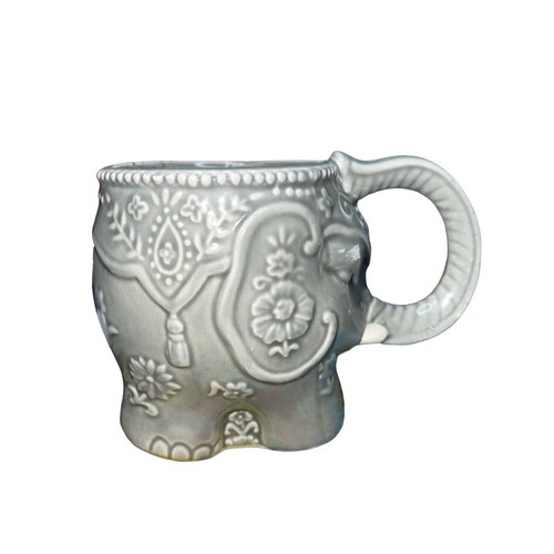 Taza de gres circo elefante gris cacao caliente café té sidra elefante de la suerte - Imagen 1 de 6